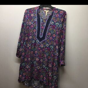 Matilda Jane Vibrant Floral Print Tonic In Blue and Pink Womens Medium